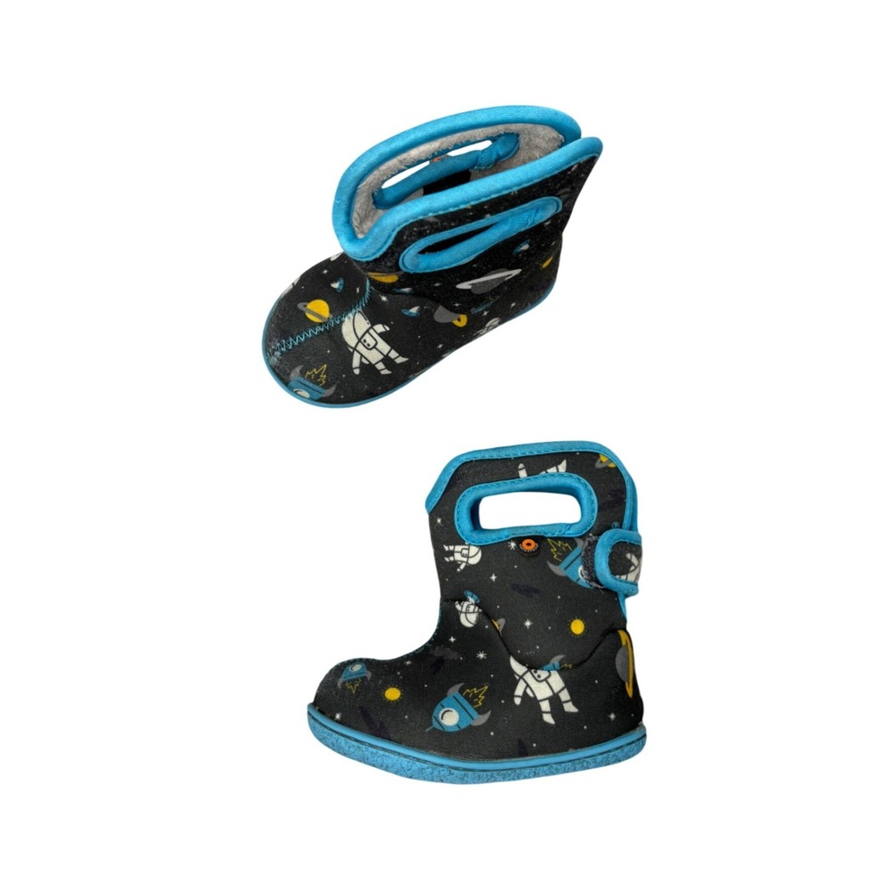 Bogs Baby Boots Gray Blue Space Print Waterproof Insulated Pull On Kids Size‎ 5